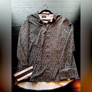 7 diamonds men black floral button down size xl nwt